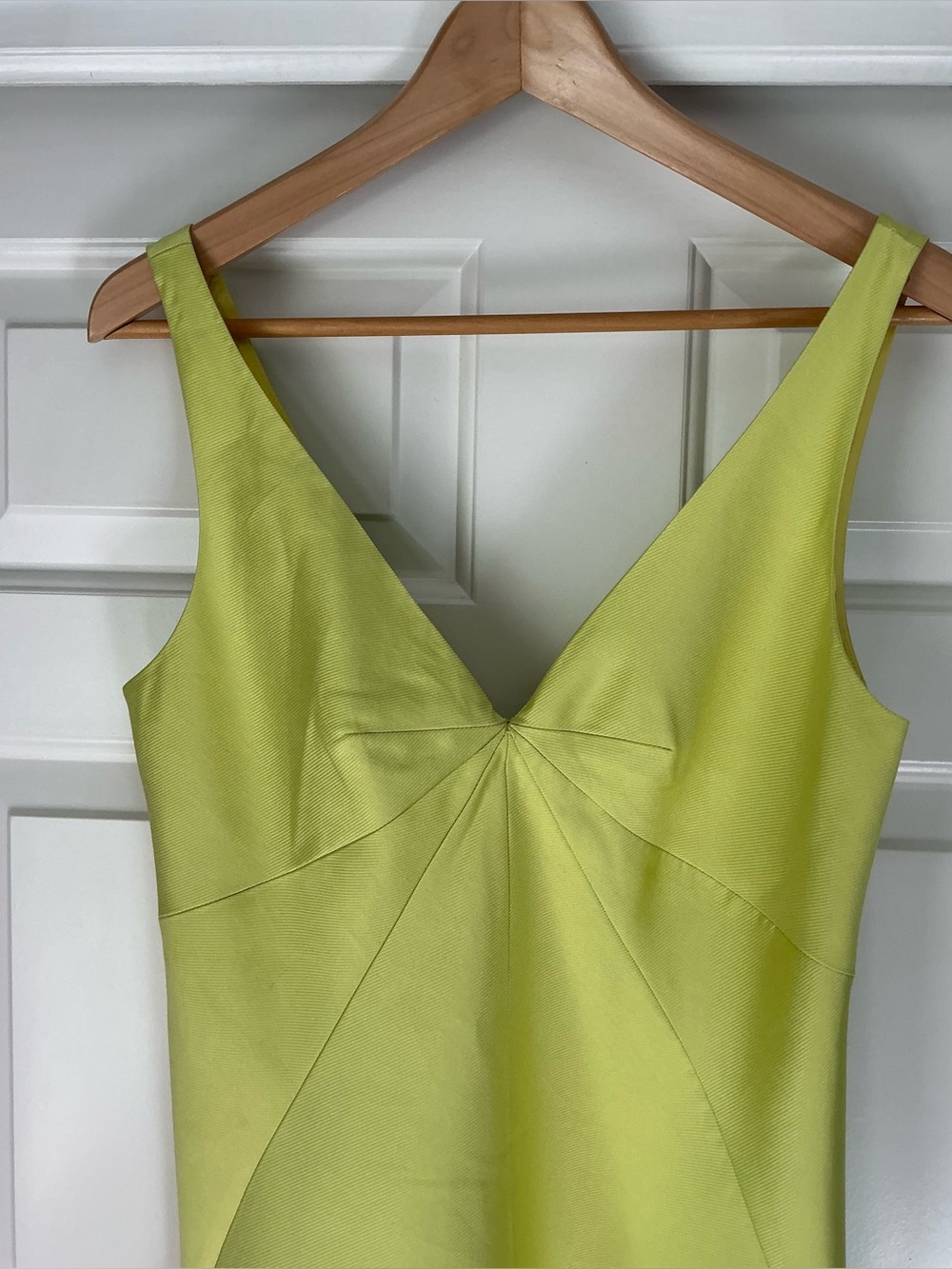J.Crew Chartreuse Silk Blend Lime Green Sleeveless V-Neck Cocktail Dress 8 - Picture 2 of 15